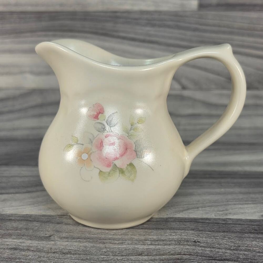 Vintage Pfaltzgraff Tea Rose Small Creamer Pitcher 4.5" Fine Stoneware Floral